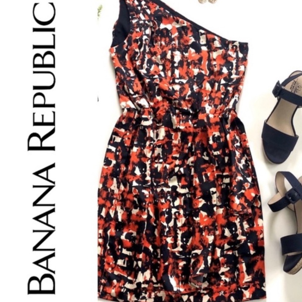 Banana Republic Satiny Dress,  One shoulder, Size 4